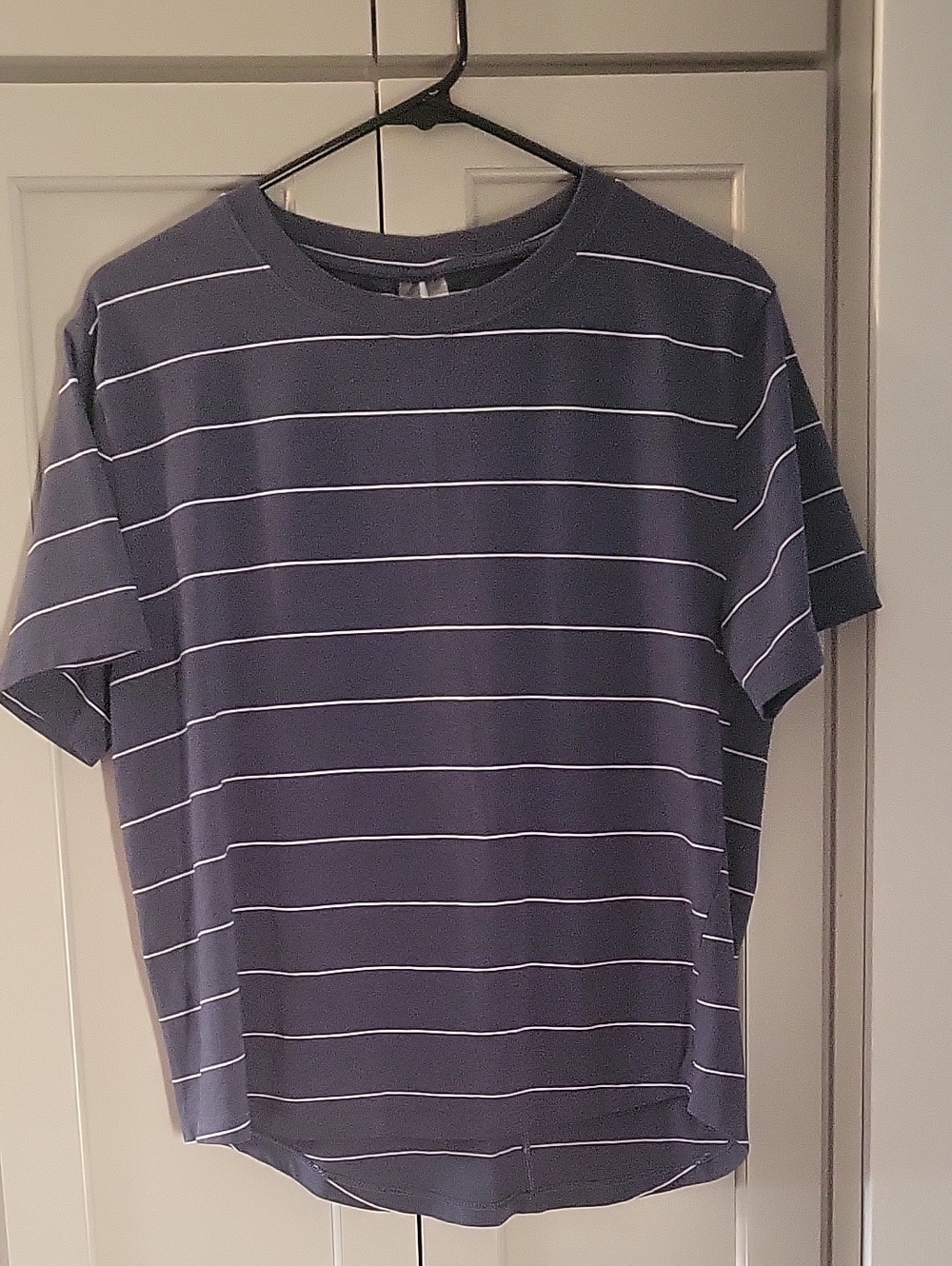 Calia Navy Blue Short Sleeve Striped Crewneck Tee
